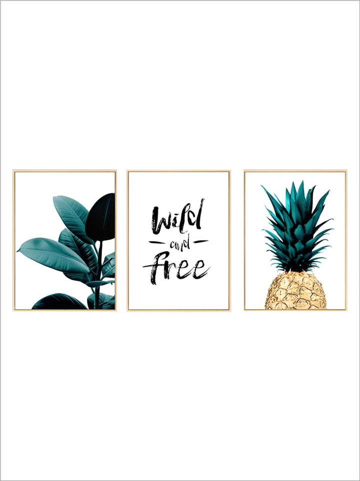 Inspirational Quotes Posters Golden Pineapple Green Leaf Monstera Wall Art Fine Art Canvas Prints For Living Room Home Office Decor