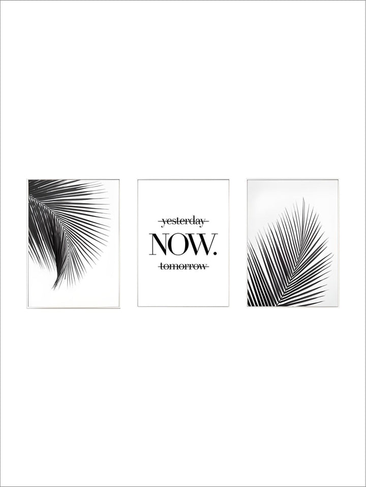 Simple Living Daily Inspirational Wall Art Black White Minimalist Tropical Leaves Pictures For Family Living Room Bedroom Art Decor