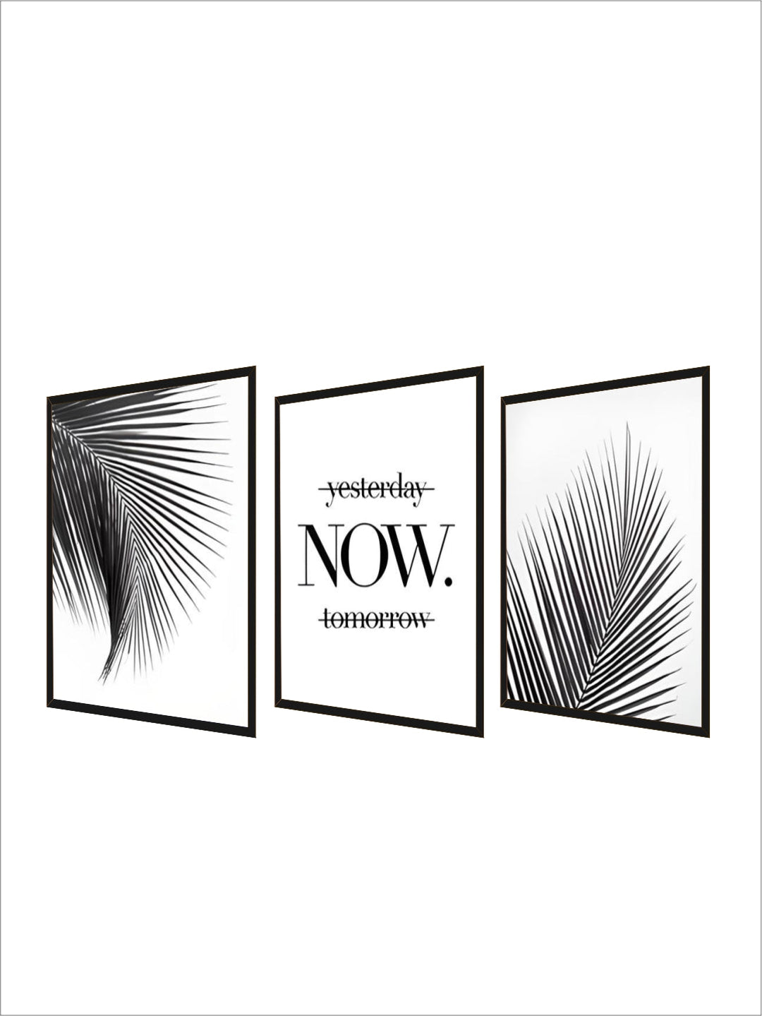 Simple Living Daily Inspirational Wall Art Black White Minimalist Tropical Leaves Pictures For Family Living Room Bedroom Art Decor
