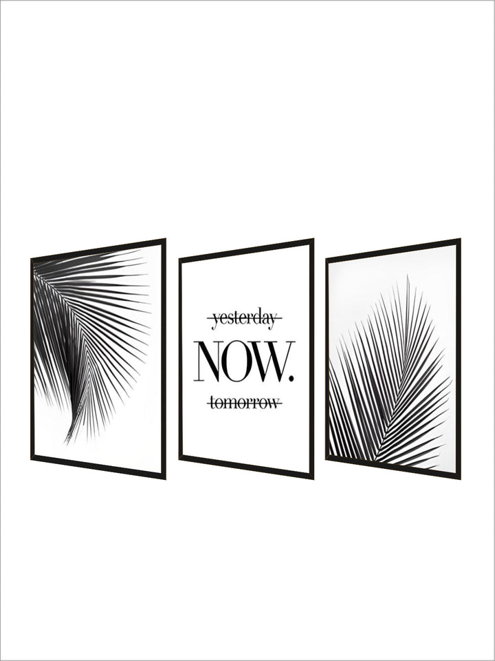 Simple Living Daily Inspirational Wall Art Black White Minimalist Tropical Leaves Pictures For Family Living Room Bedroom Art Decor