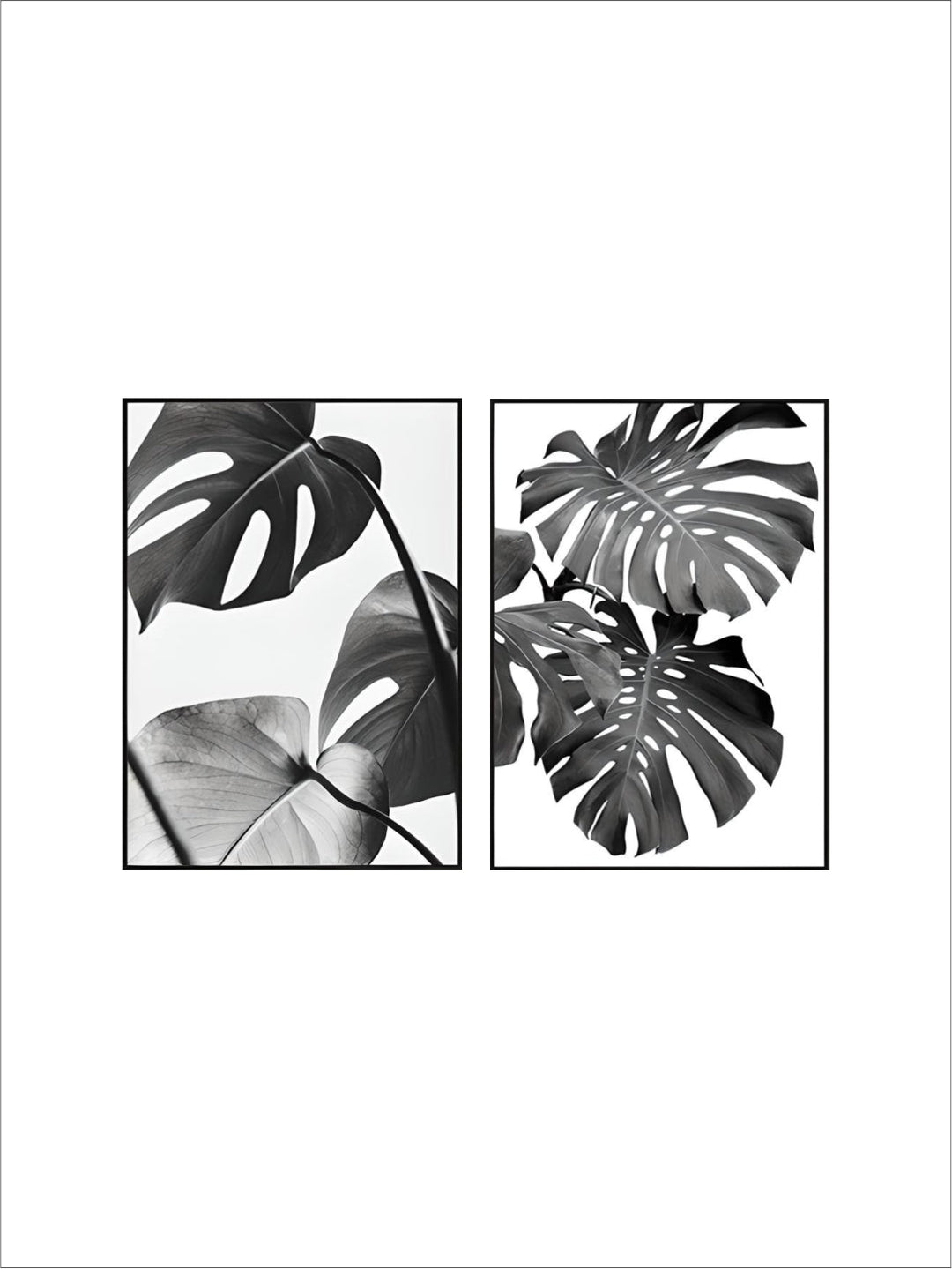 Simple Living Daily Inspirational Wall Art Black White Minimalist Tropical Leaves Pictures For Family Living Room Bedroom Art Decor