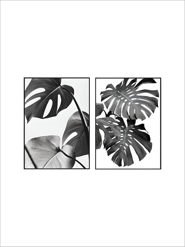 Simple Living Daily Inspirational Wall Art Black White Minimalist Tropical Leaves Pictures For Family Living Room Bedroom Art Decor