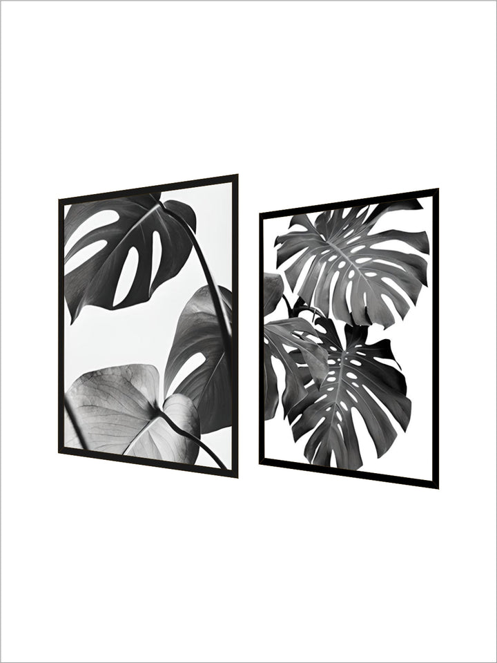 Simple Living Daily Inspirational Wall Art Black White Minimalist Tropical Leaves Pictures For Family Living Room Bedroom Art Decor