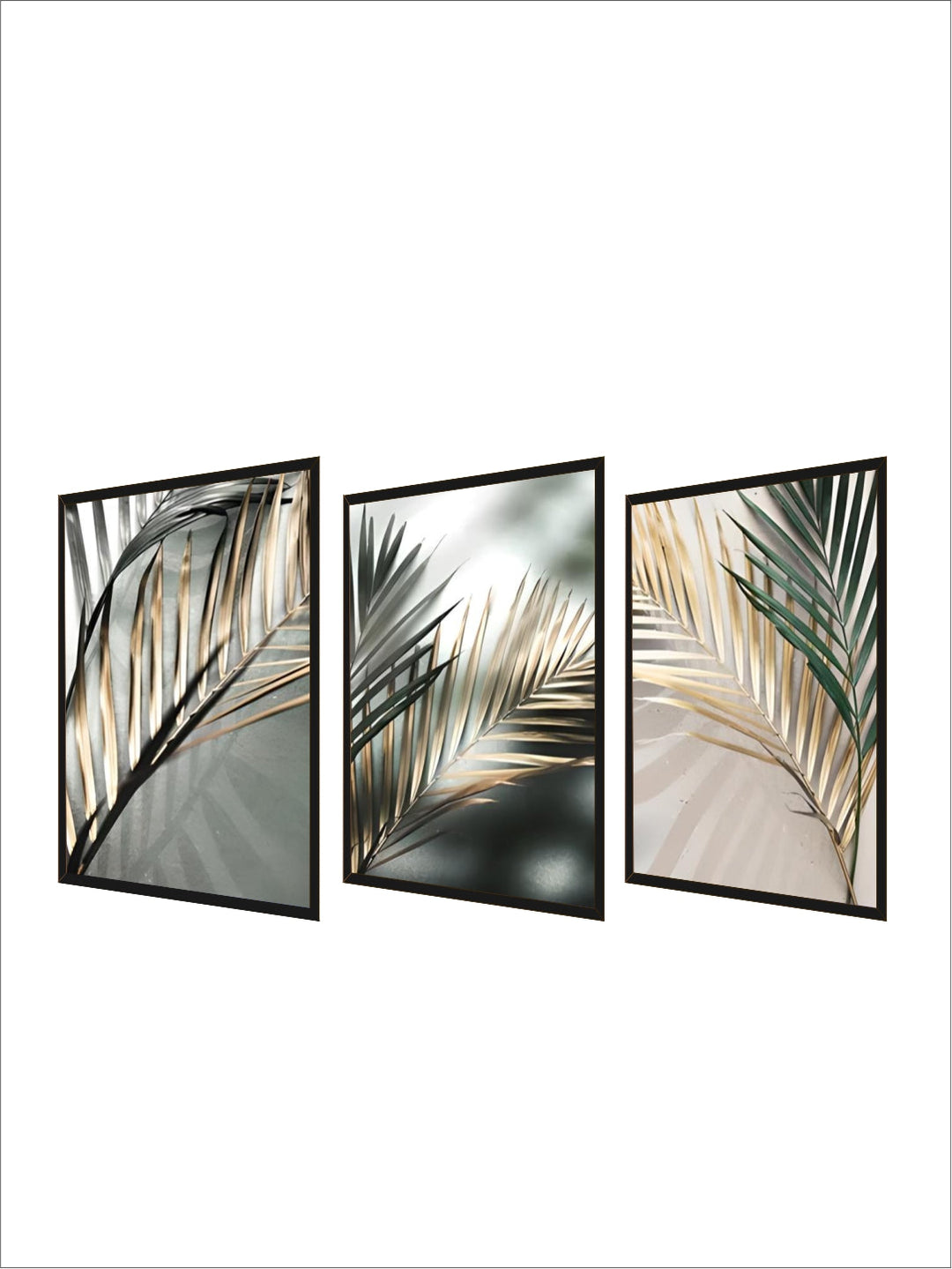 Tropical Green Golden Palm Leaves Wall Art Fine Art Canvas Prints Modern Botany Posters Pictures For Living Room Dining Room Decor