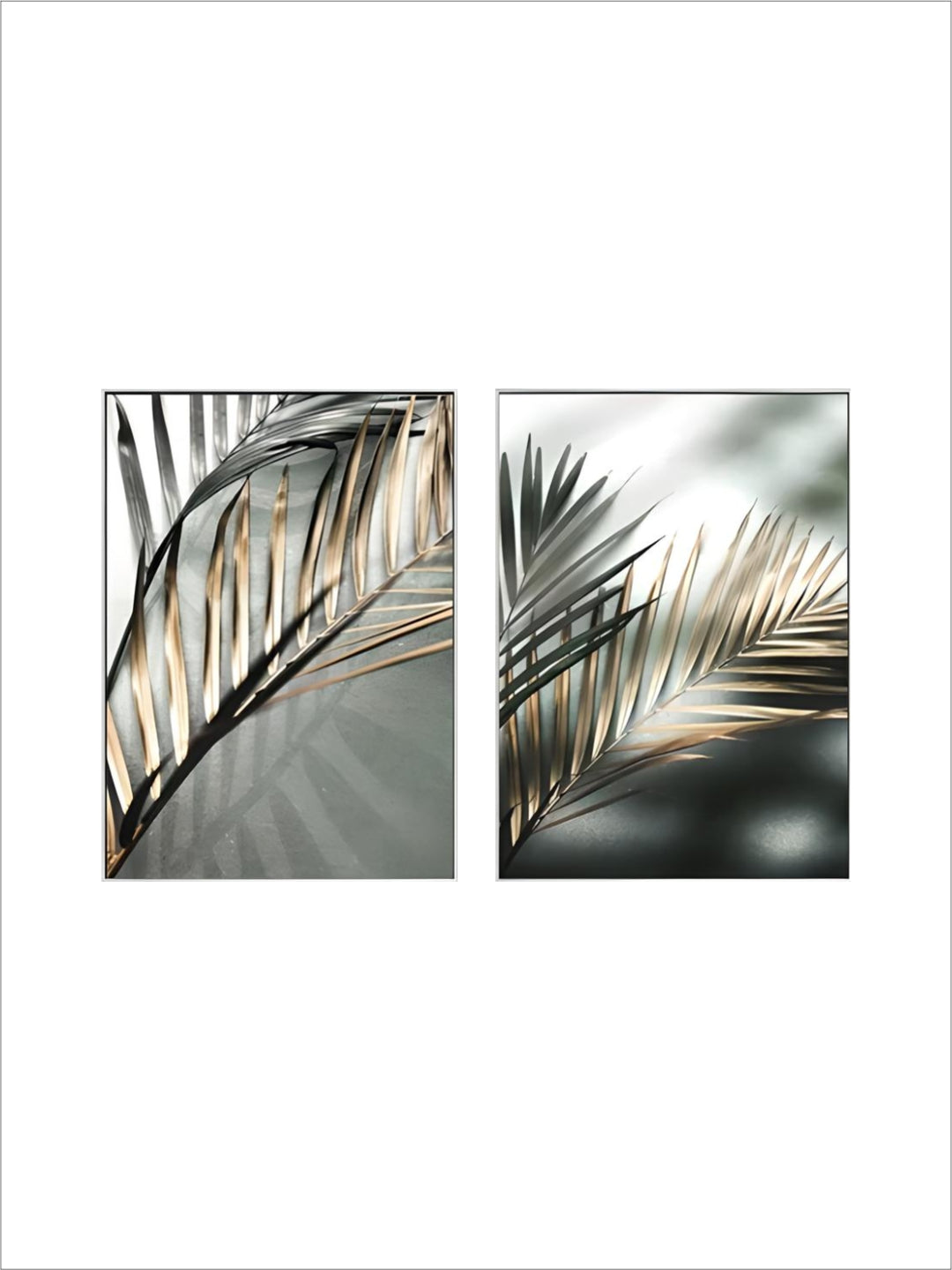 Tropical Green Golden Palm Leaves Wall Art Fine Art Canvas Prints Modern Botany Posters Pictures For Living Room Dining Room Decor