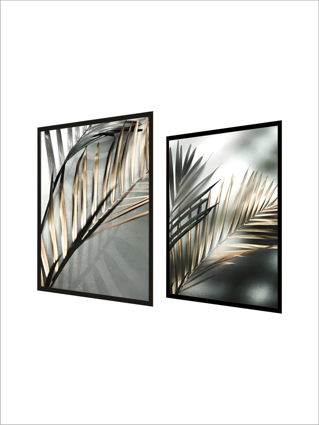 Tropical Green Golden Palm Leaves Wall Art Fine Art Canvas Prints Modern Botany Posters Pictures For Living Room Dining Room Decor