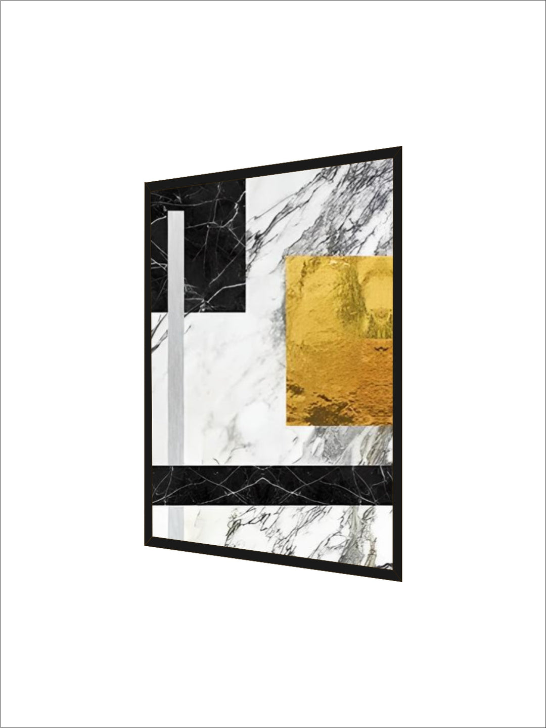 Black Golden Block Marble Abstract Wall Art Fine Art Canvas Prints Modern Geometric Pictures For Living Room Home Office Art Decor