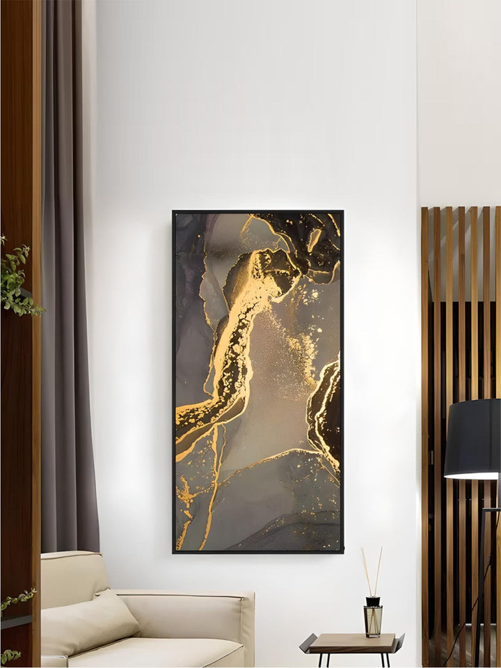 Black Golden Line Marble Print Wall Art Fine Art Canvas Prints Tall Vertical Rectangle Artwork Pictures For Living Room Light Luxury Home Decor