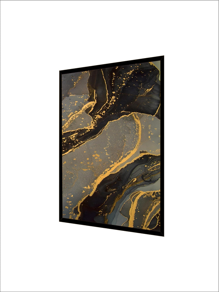 Black Golden Line Marble Print Wall Art Fine Art Canvas Prints Tall Vertical Rectangle Artwork Pictures For Living Room Light Luxury Home Decor