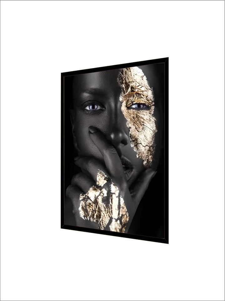 Black Golden African Woman Poster Wall Art Fine Art Canvas Print Portrait Picture For Modern Apartment Living Room Interior Design