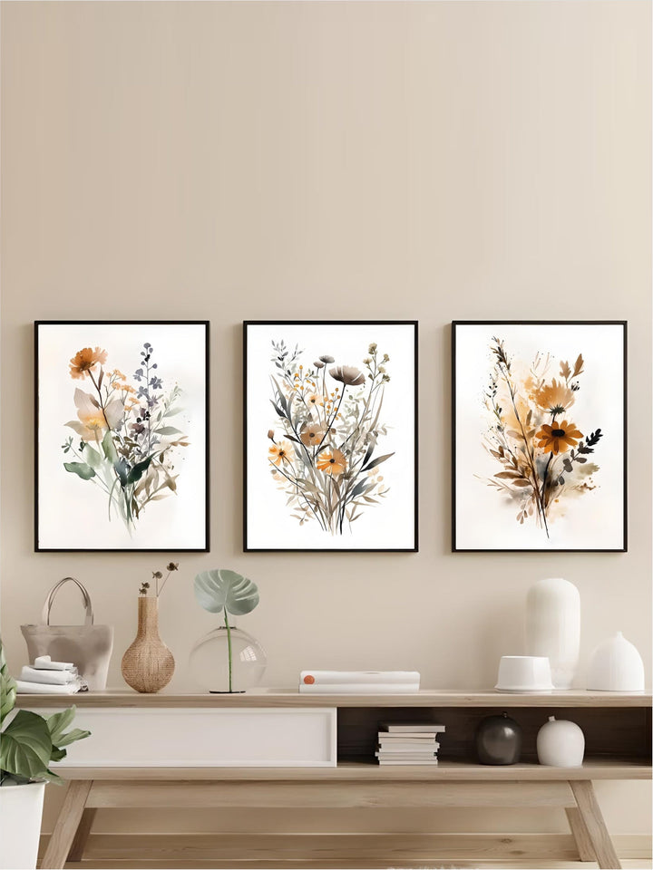 Scandinavian Floral Meadow Flower Wall Art Fine Art Canvas Prints Modern Minimalist Botany Pictures For Living Room Home Decor