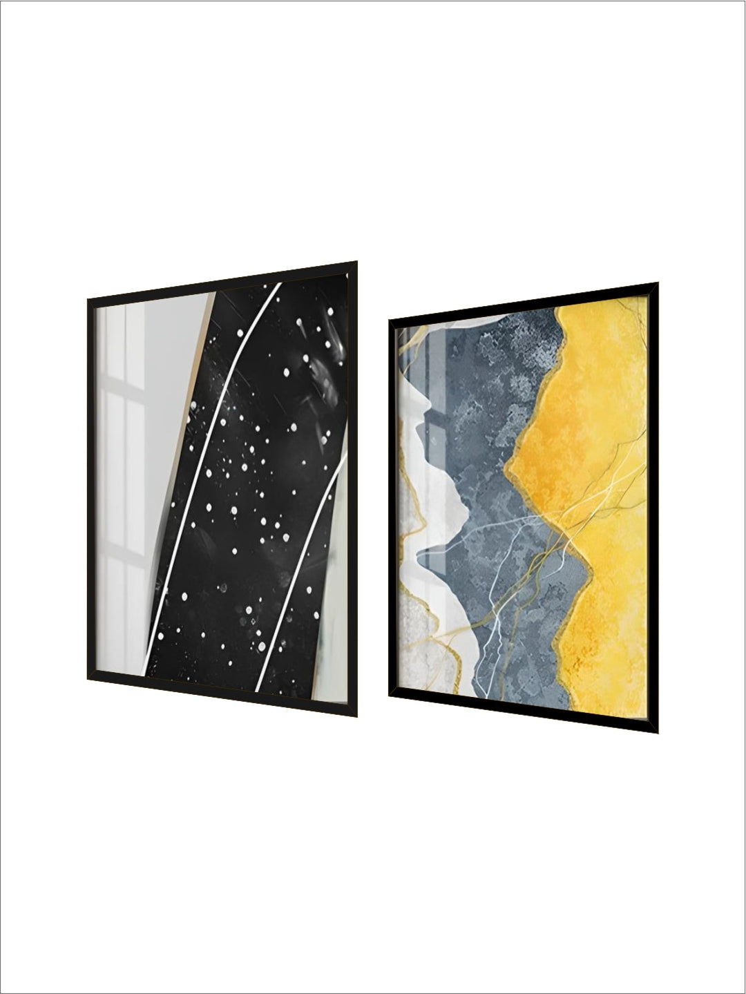 Modern Abstract Shades Of Grey Blue Yellow Wall Art Fine Art Canvas Prints Pictures For Modern Apartment Living Room Light Luxury Home Decor