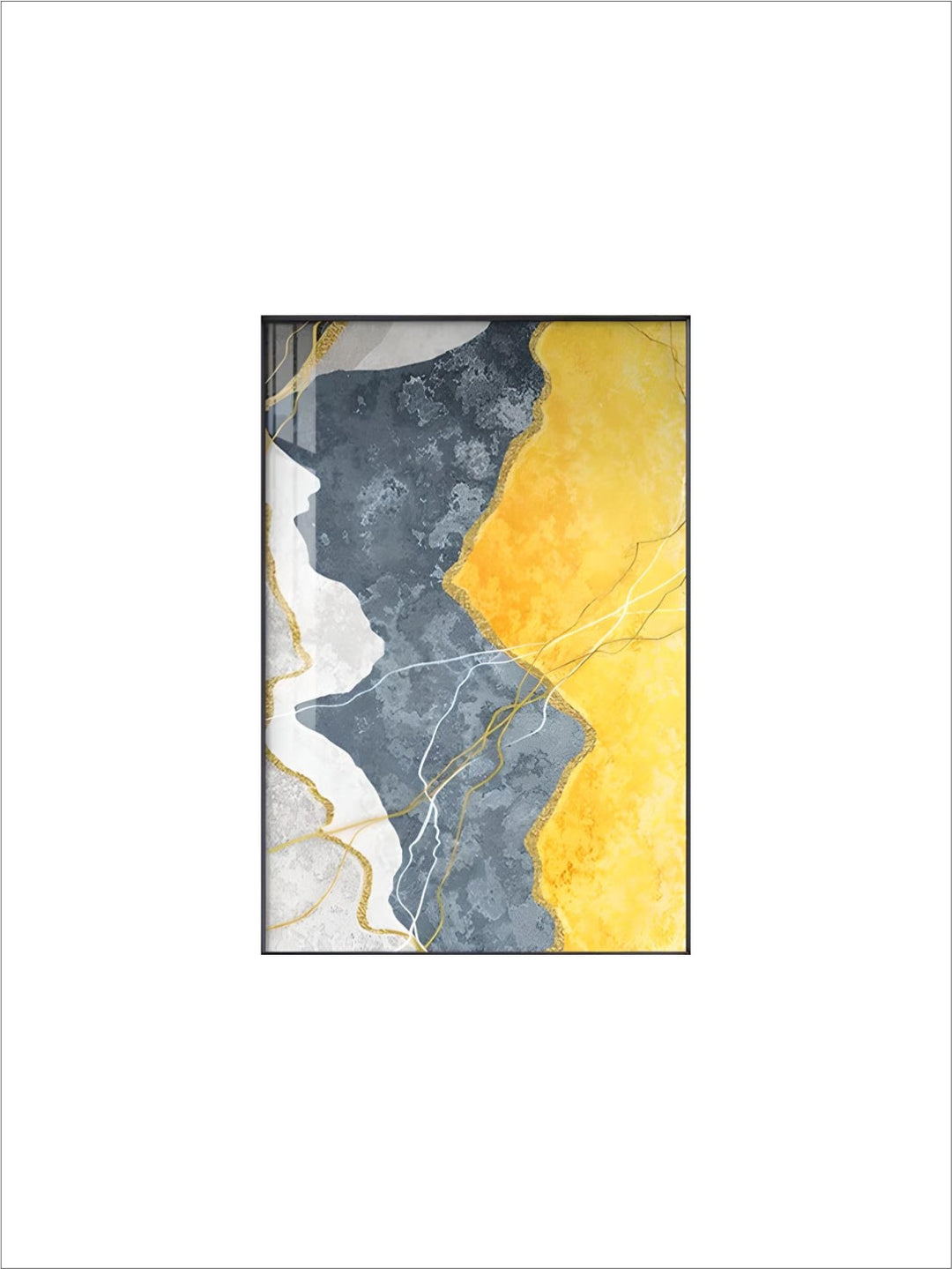 Modern Abstract Shades Of Grey Blue Yellow Wall Art Fine Art Canvas Prints Pictures For Modern Apartment Living Room Light Luxury Home Decor