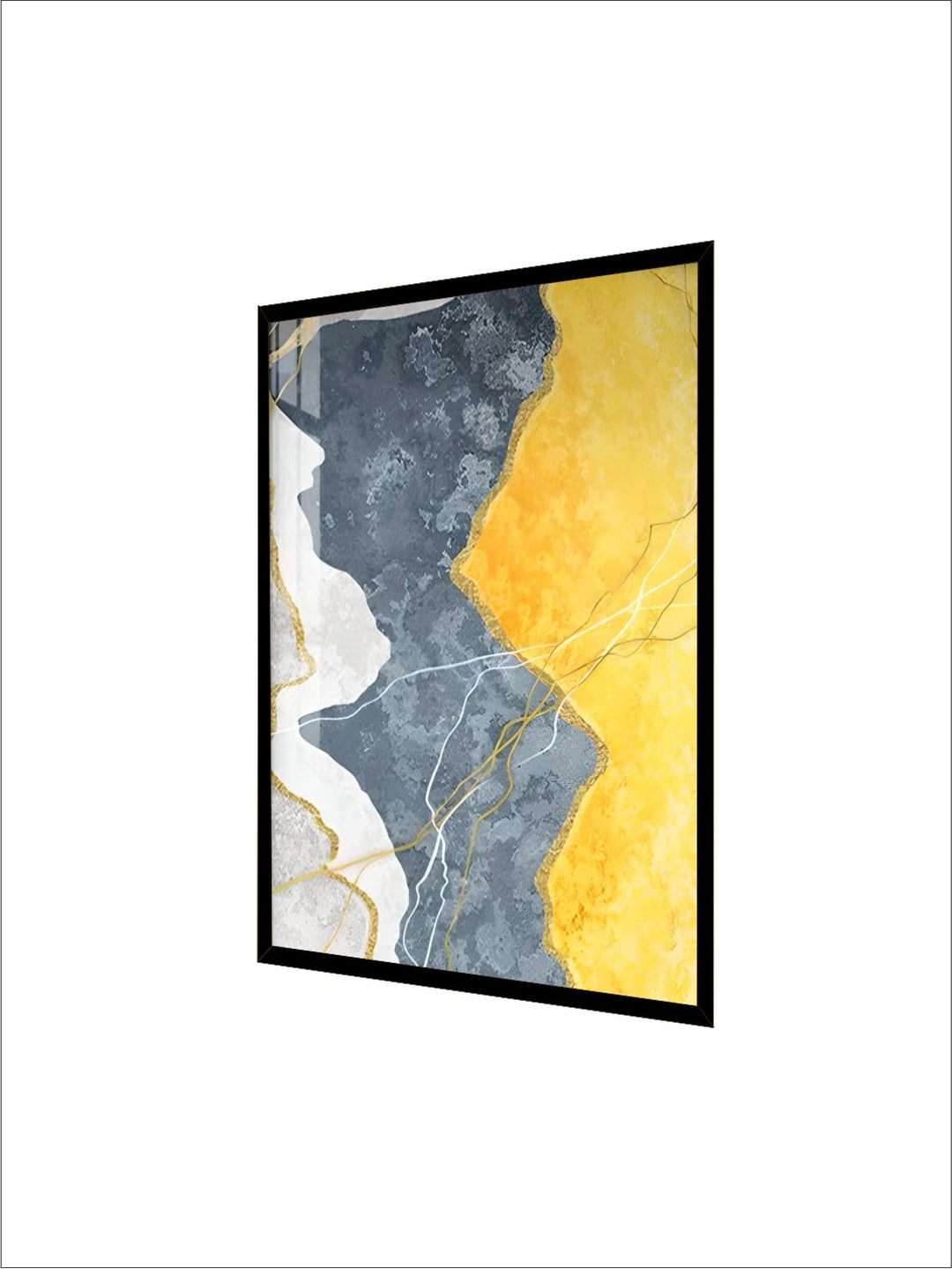Modern Abstract Shades Of Grey Blue Yellow Wall Art Fine Art Canvas Prints Pictures For Modern Apartment Living Room Light Luxury Home Decor