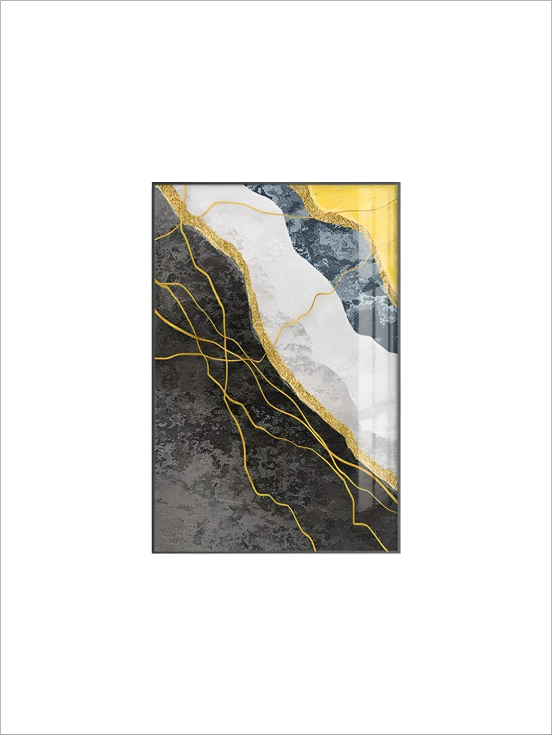 Modern Abstract Shades Of Grey Blue Yellow Wall Art Fine Art Canvas Prints Pictures For Modern Apartment Living Room Light Luxury Home Decor