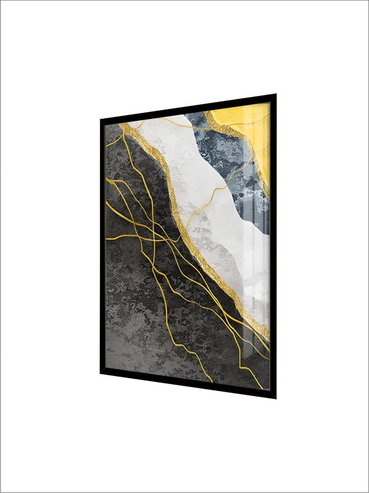 Modern Abstract Shades Of Grey Blue Yellow Wall Art Fine Art Canvas Prints Pictures For Modern Apartment Living Room Light Luxury Home Decor