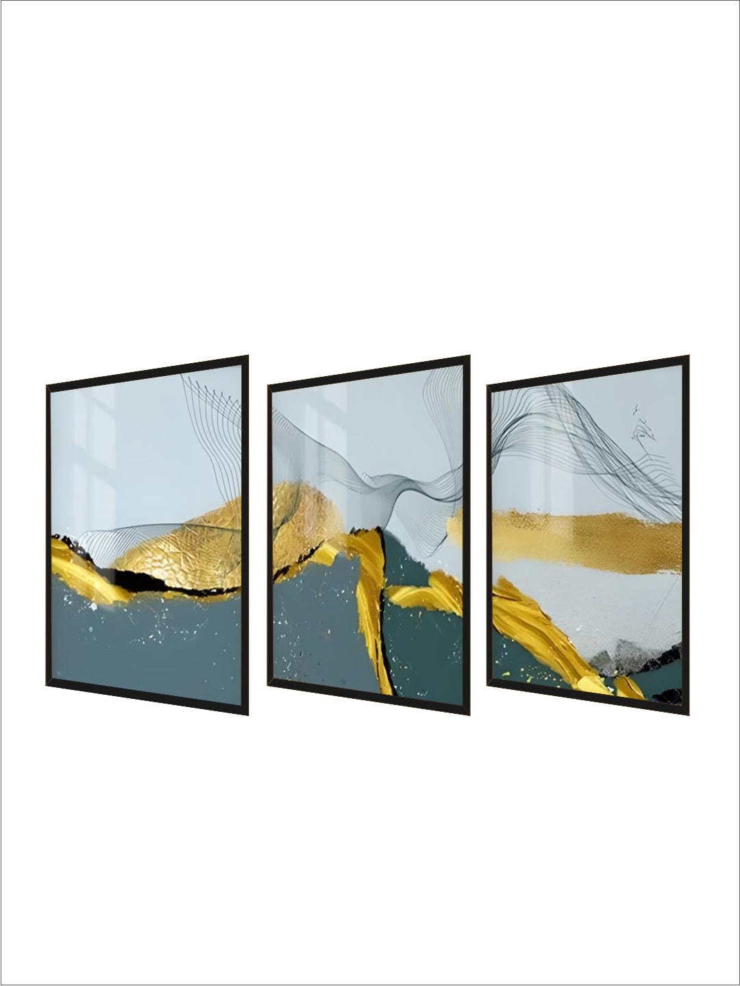 Blue Golden Minimalist Wall Art Fine Art Canvas Prints Scandinavian Abstract Pictures For Modern Apartment Living Room Home Office Decor