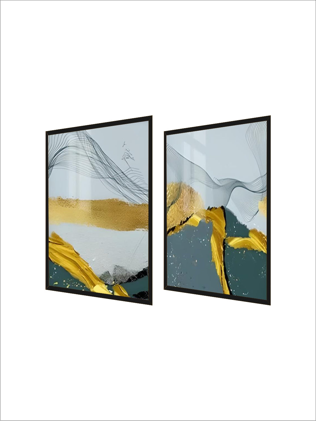 Blue Golden Minimalist Wall Art Fine Art Canvas Prints Scandinavian Abstract Pictures For Modern Apartment Living Room Home Office Decor