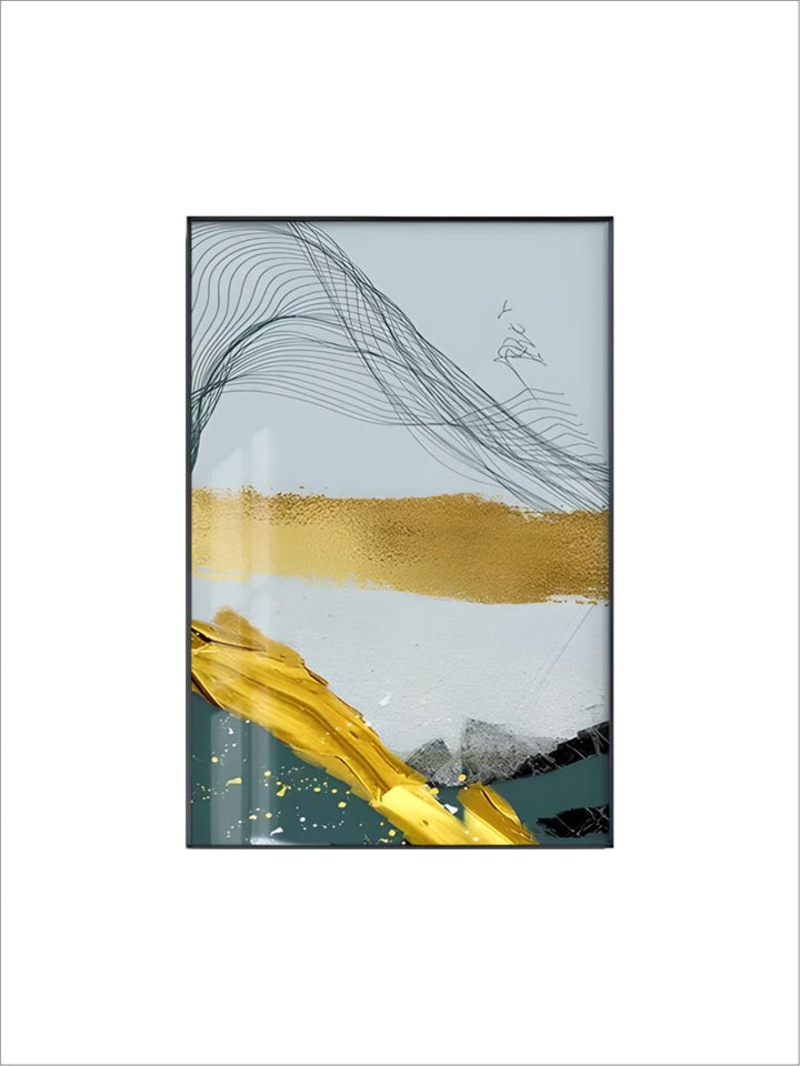 Blue Golden Minimalist Wall Art Fine Art Canvas Prints Scandinavian Abstract Pictures For Modern Apartment Living Room Home Office Decor