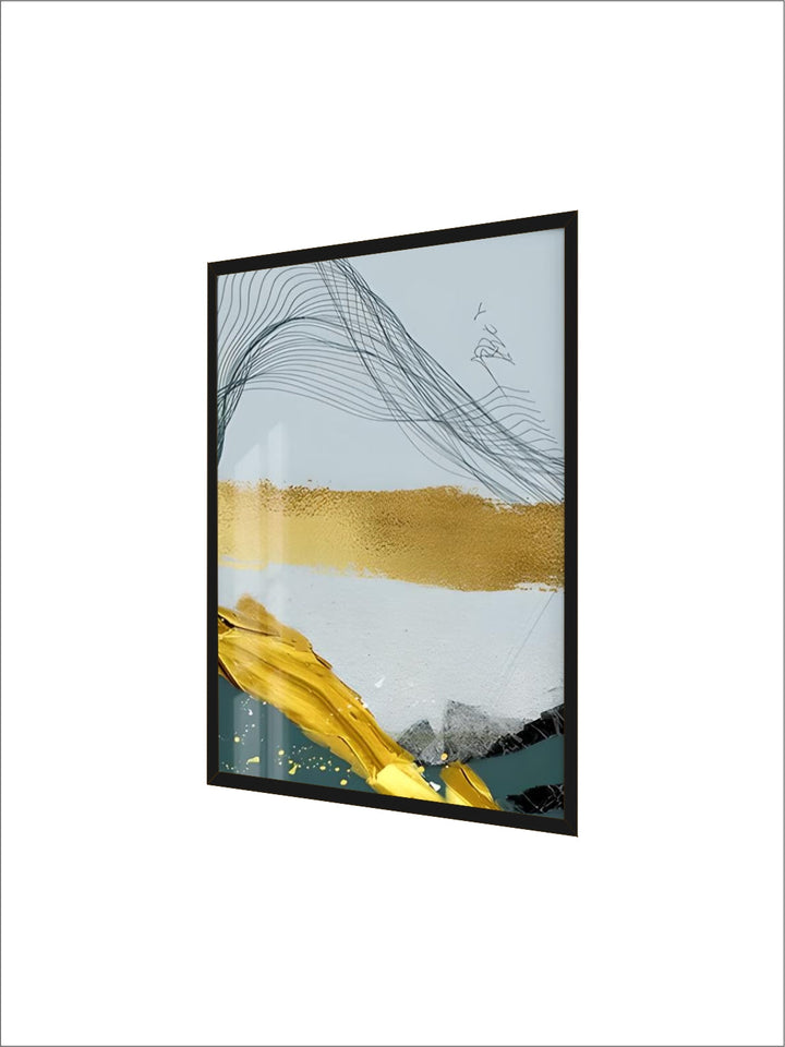 Blue Golden Minimalist Wall Art Fine Art Canvas Prints Scandinavian Abstract Pictures For Modern Apartment Living Room Home Office Decor