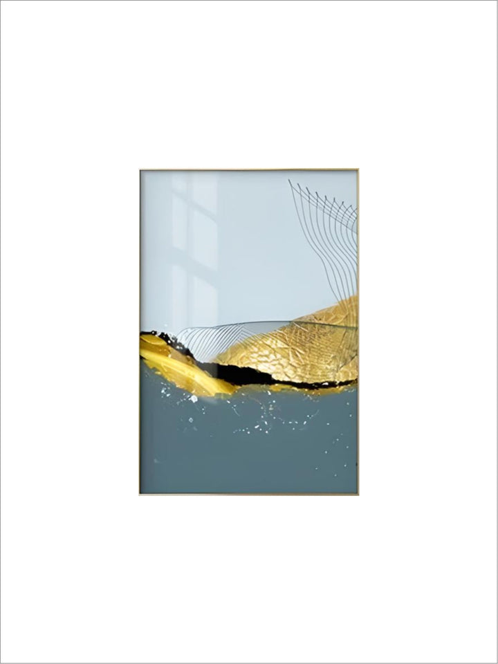 Blue Golden Minimalist Wall Art Fine Art Canvas Prints Scandinavian Abstract Pictures For Modern Apartment Living Room Home Office Decor