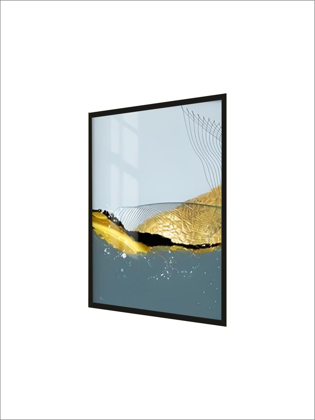 Blue Golden Minimalist Wall Art Fine Art Canvas Prints Scandinavian Abstract Pictures For Modern Apartment Living Room Home Office Decor