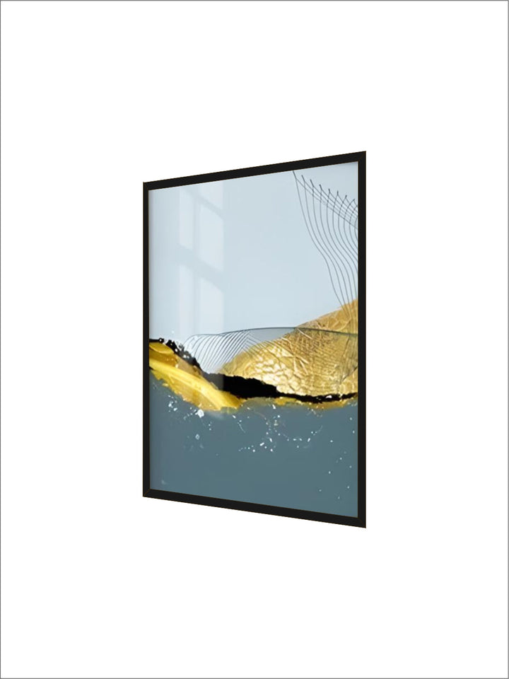 Blue Golden Minimalist Wall Art Fine Art Canvas Prints Scandinavian Abstract Pictures For Modern Apartment Living Room Home Office Decor