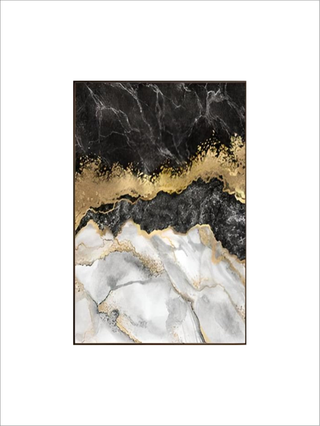 Modern Abstract Black Gray Golden Geode Marble Print Wall Art Fine Art Canvas Prints Pictures For Luxury Apartment Living Room Home Office Decor