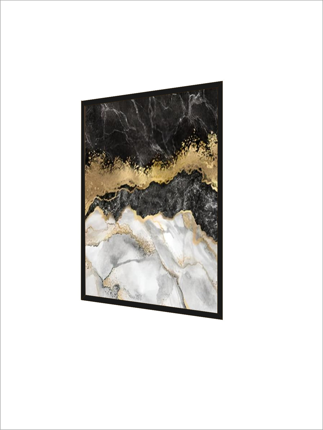 Modern Abstract Black Gray Golden Geode Marble Print Wall Art Fine Art Canvas Prints Pictures For Luxury Apartment Living Room Home Office Decor