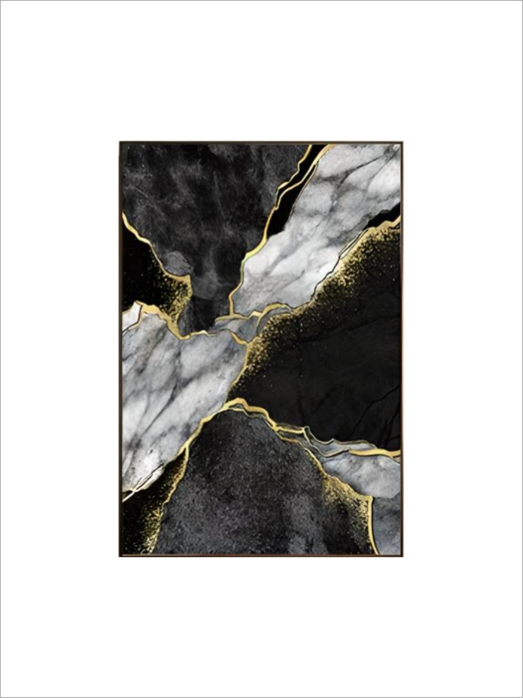 Modern Abstract Black Gray Golden Geode Marble Print Wall Art Fine Art Canvas Prints Pictures For Luxury Apartment Living Room Home Office Decor