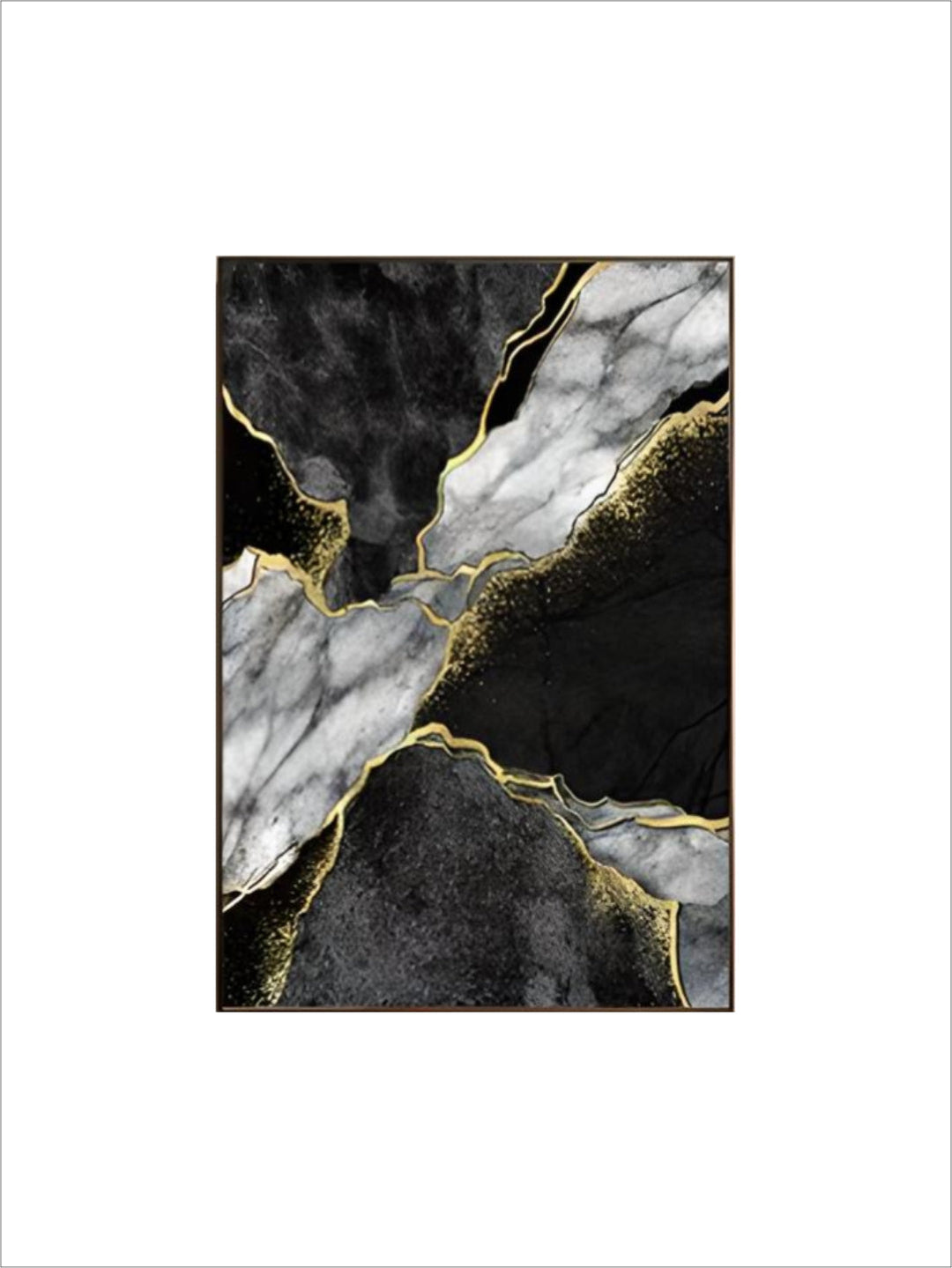 Modern Abstract Black Gray Golden Geode Marble Print Wall Art Fine Art Canvas Prints Pictures For Luxury Apartment Living Room Home Office Decor