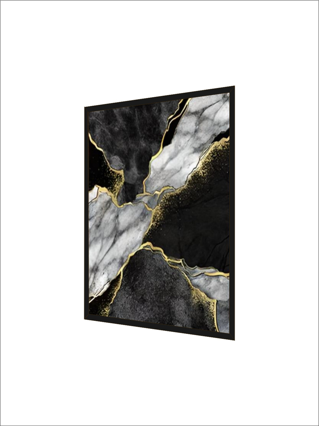 Modern Abstract Black Gray Golden Geode Marble Print Wall Art Fine Art Canvas Prints Pictures For Luxury Apartment Living Room Home Office Decor