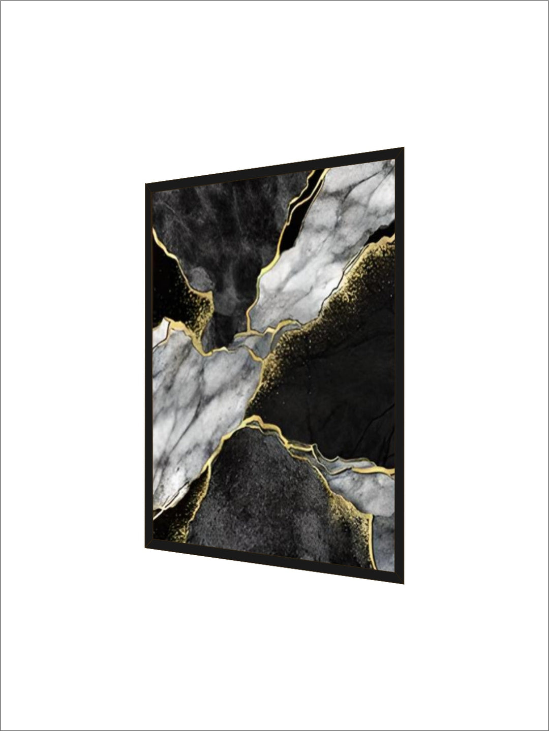 Modern Abstract Black Gray Golden Geode Marble Print Wall Art Fine Art Canvas Prints Pictures For Luxury Apartment Living Room Home Office Decor