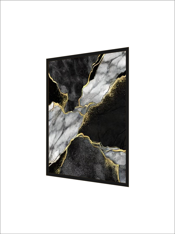 Modern Abstract Black Gray Golden Geode Marble Print Wall Art Fine Art Canvas Prints Pictures For Luxury Apartment Living Room Home Office Decor