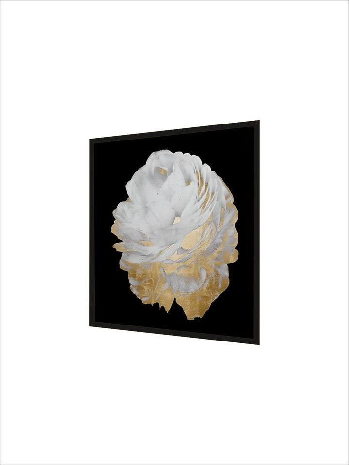 Modern Abstract Floral Wall Art Fine Art Canvas Prints Square Format White Golden Flower Pictures For Living Room Bedroom Art Decor