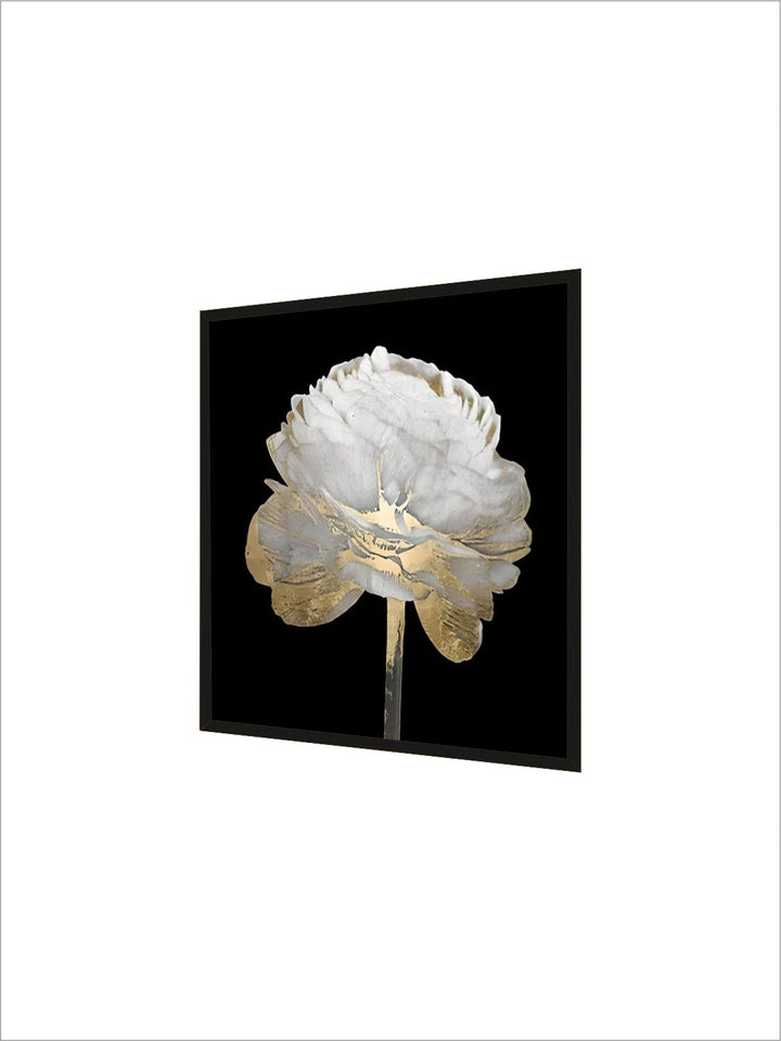 Modern Abstract Floral Wall Art Fine Art Canvas Prints Square Format White Golden Flower Pictures For Living Room Bedroom Art Decor