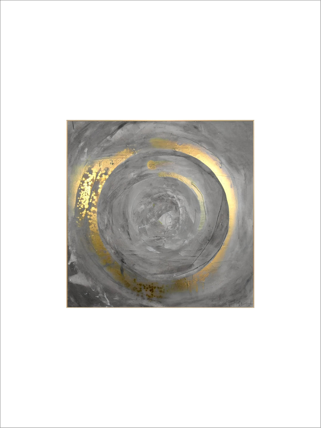 Blue Golden Swirl Circle Wall Art Fine Art Canvas Prints Square Format Abstract Pictures For Living Room Bedroom Home Office Art Decor