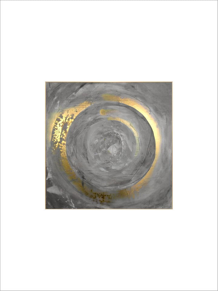 Blue Golden Swirl Circle Wall Art Fine Art Canvas Prints Square Format Abstract Pictures For Living Room Bedroom Home Office Art Decor