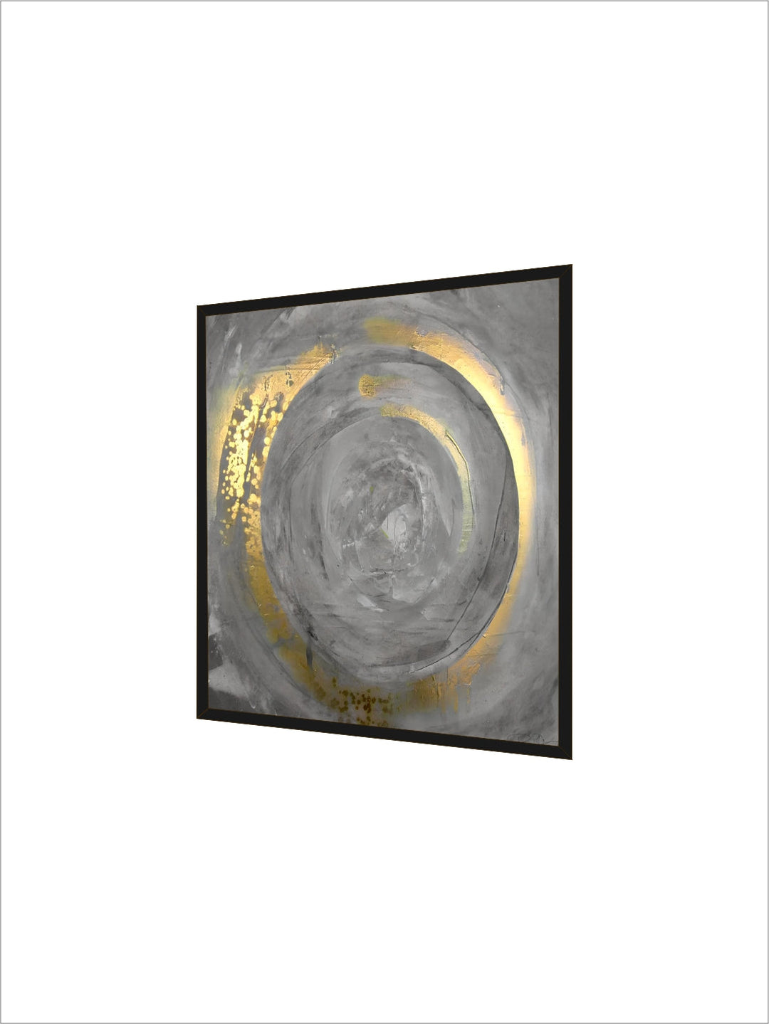 Blue Golden Swirl Circle Wall Art Fine Art Canvas Prints Square Format Abstract Pictures For Living Room Bedroom Home Office Art Decor