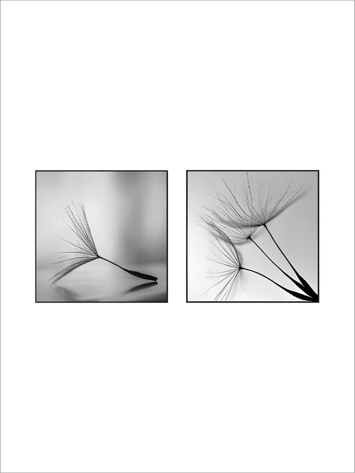 Delicate Dandelion Minimalist Black White Wall Art Fine Art Canvas Prints Square Format Pictures For Simple Living Room Bedroom Art Decor