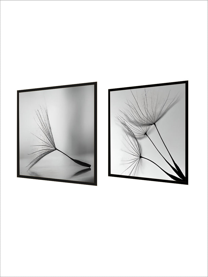 Delicate Dandelion Minimalist Black White Wall Art Fine Art Canvas Prints Square Format Pictures For Simple Living Room Bedroom Art Decor