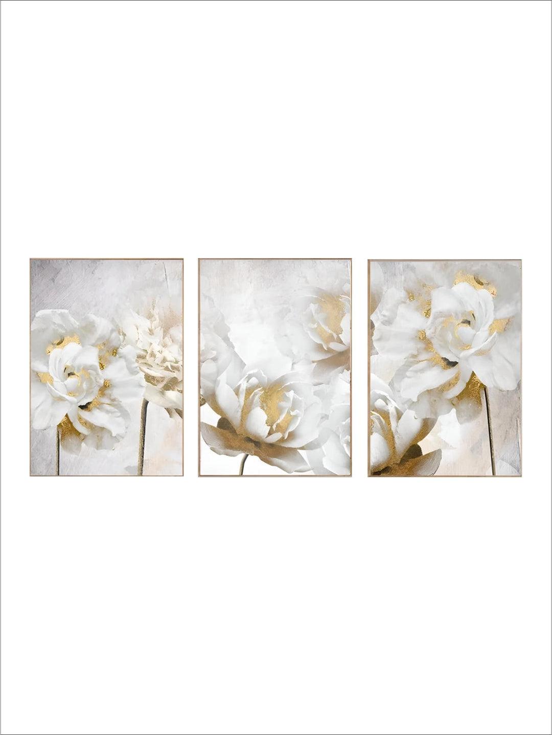 Opulent Blossoms Elegant White Flowers with Gold Accents Canvas Wall Art Fine Art Canvas Prints Posters Floral Pictures For Modern Living Room