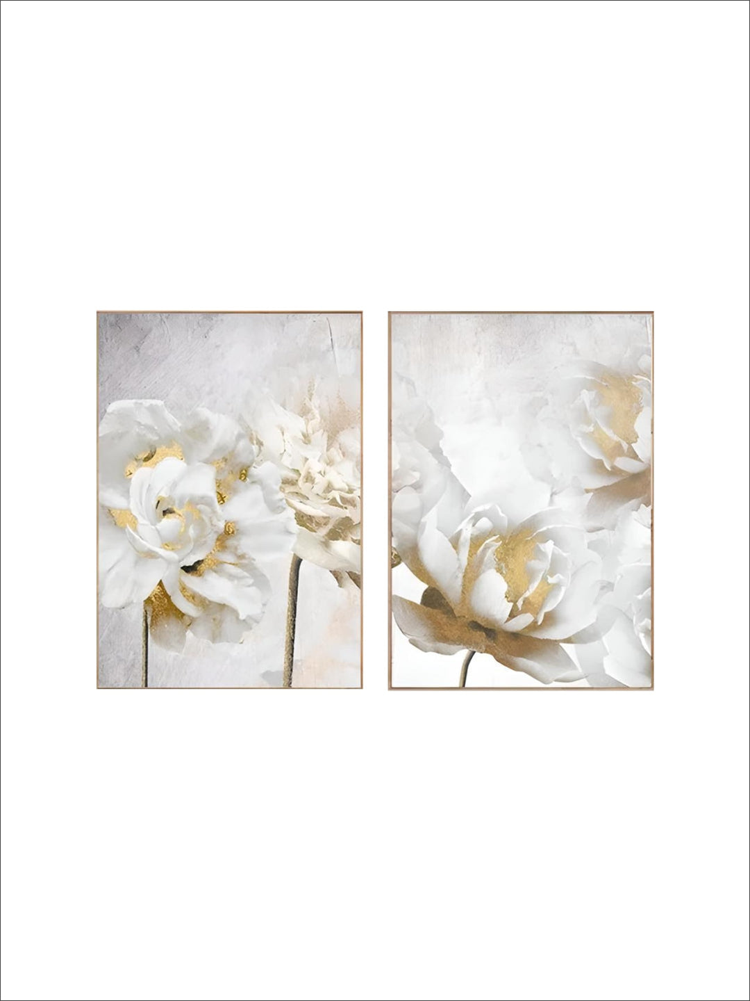 Opulent Blossoms Elegant White Flowers with Gold Accents Canvas Wall Art Fine Art Canvas Prints Posters Floral Pictures For Modern Living Room