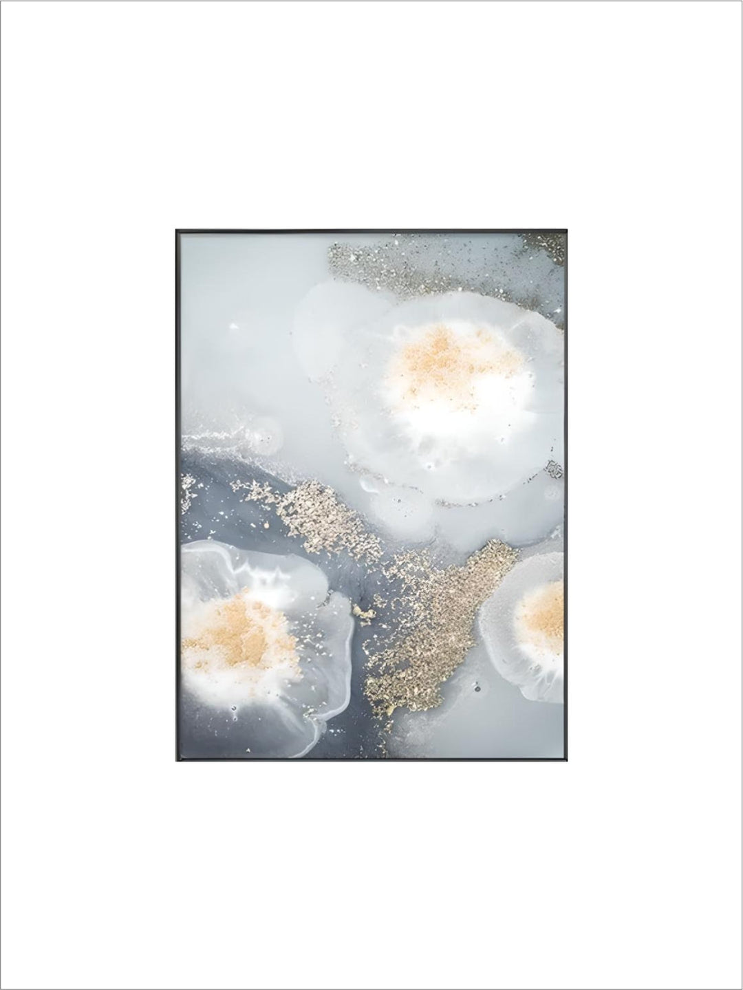 Blue White Golden Abstract Floral Wall Art Fine Art Canvas Prints Poster Picture For Modern Living Room Bedroom Nordic Home Decor