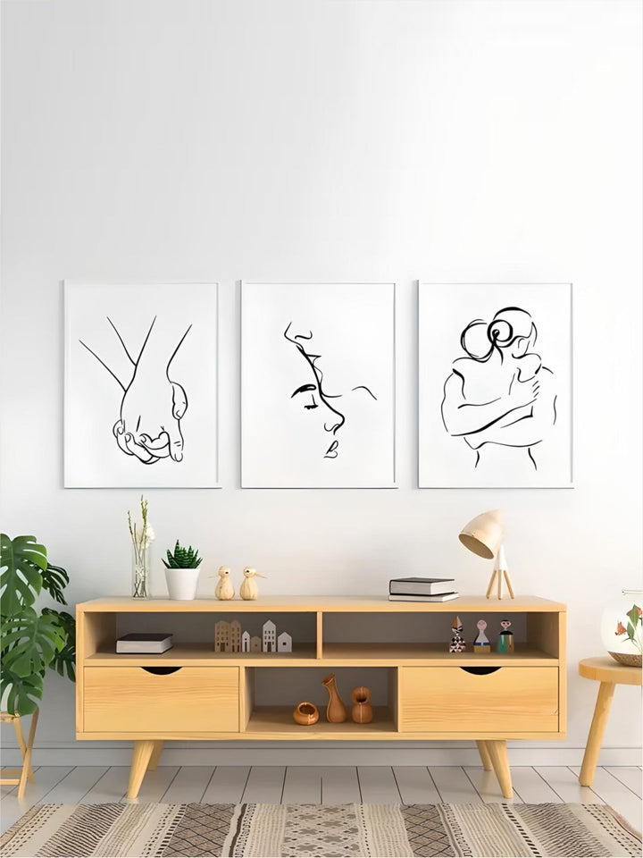 Romantic Lovers Minimalist Figure Art Line Art Wall Art Fine Art Canvas Prints Pictures For Bedroom Living Room Home Office Decor