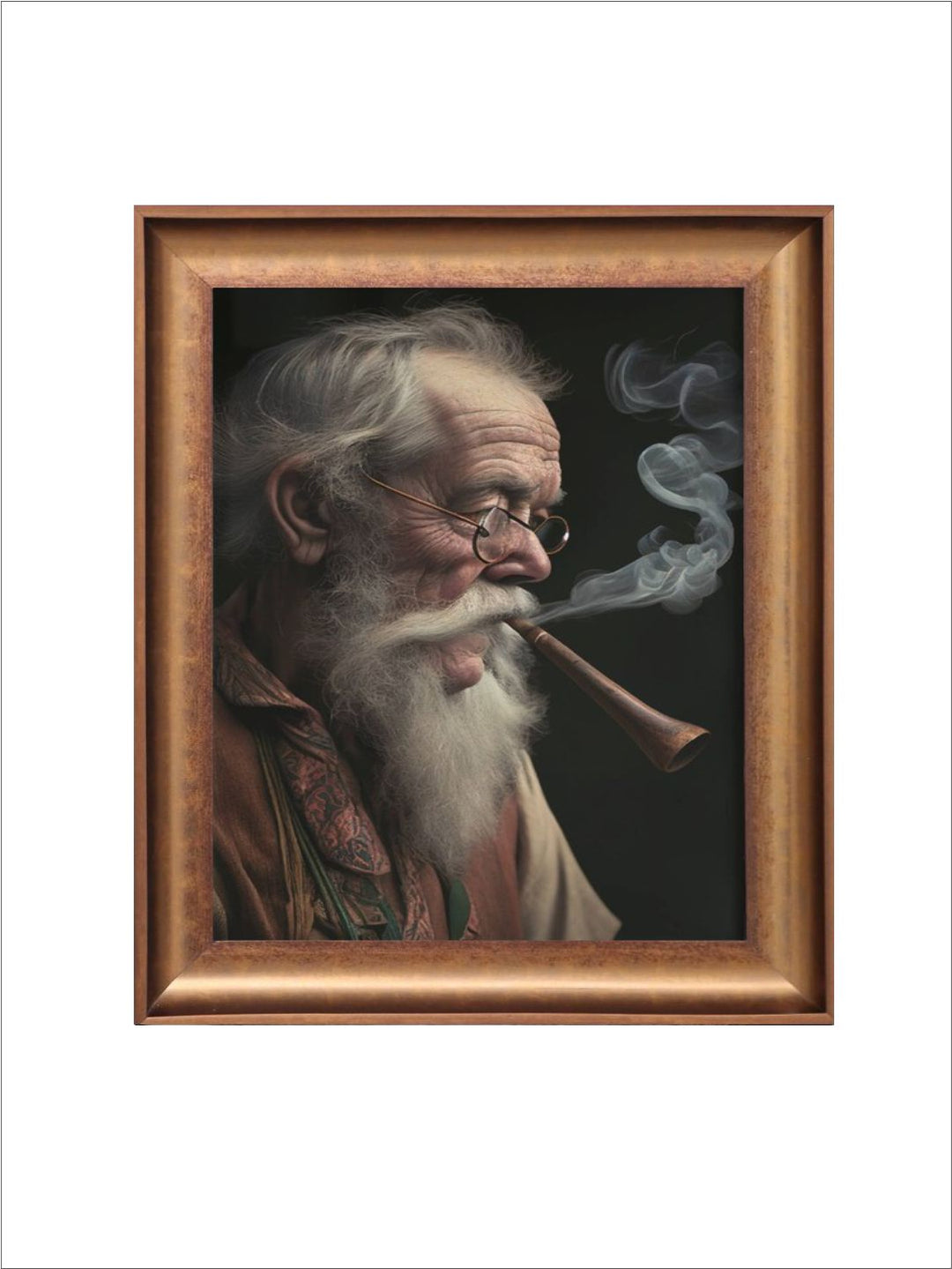 The Vintage Artistry Brown & Black Old Man With Pipe Painting Wall Art