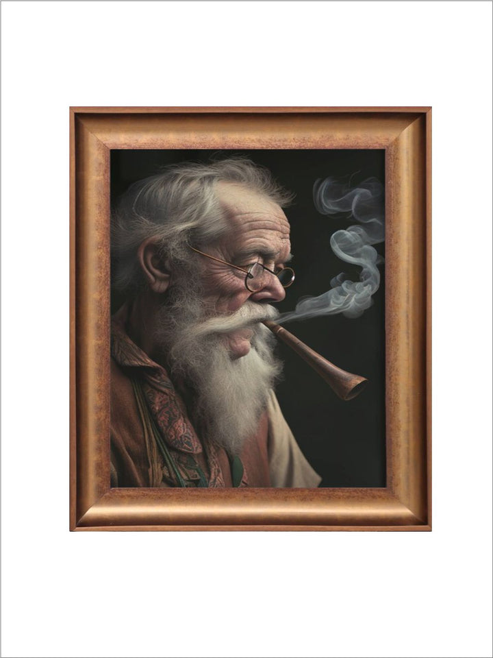 The Vintage Artistry Brown & Black Old Man With Pipe Painting Wall Art