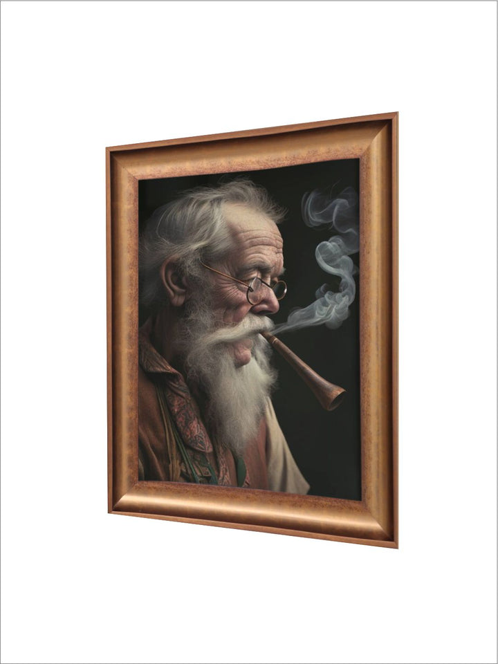 The Vintage Artistry Brown & Black Old Man With Pipe Painting Wall Art