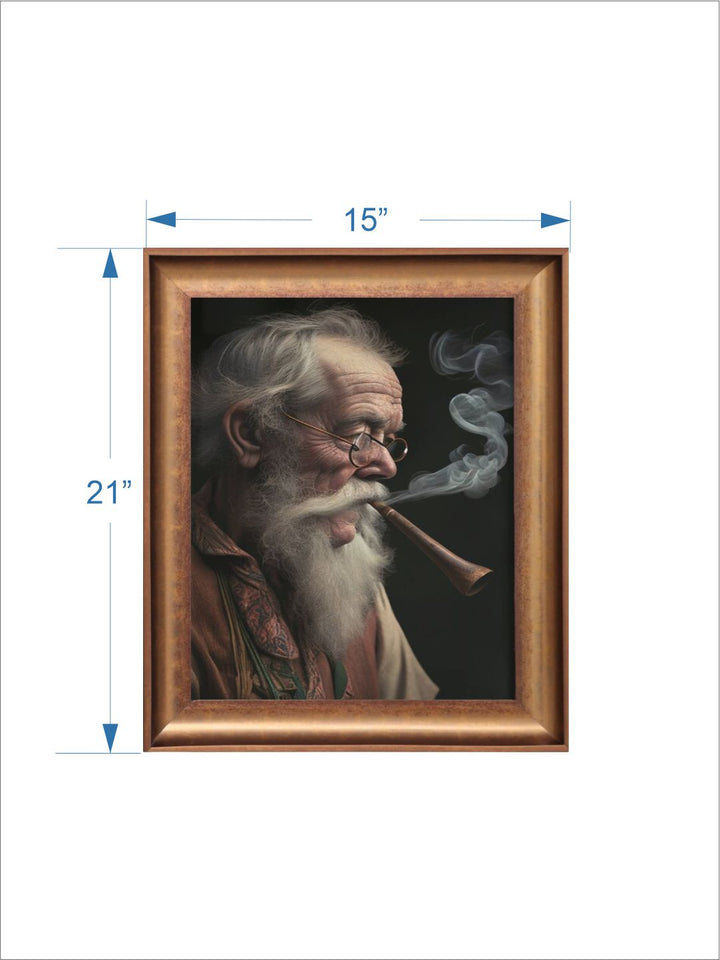 The Vintage Artistry Brown & Black Old Man With Pipe Painting Wall Art