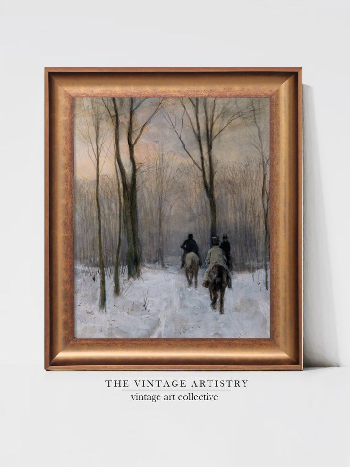 The Vintage Artistry Black & Browneuropean Winter Printed Framed Wall Painting